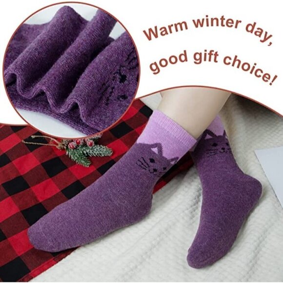 5 Pairs Luxury Wool Soft Socks Warm Winter Fall Womens Thick Cozy Knit NWT - Picture 6 of 8